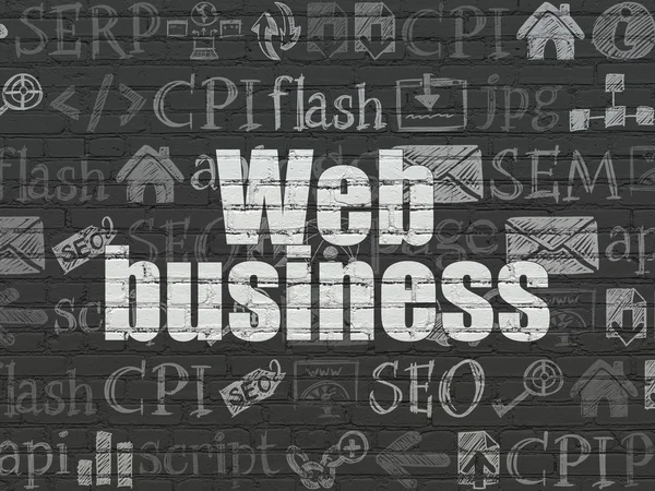 Koncepce designu webu: Web podnikání na zeď na pozadí — Stock fotografie