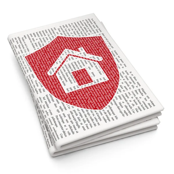 Finance concept: Shield on Newspaper background — Stok fotoğraf