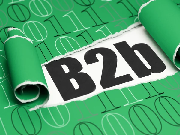 Business concept: black text B2b under the piece of  torn paper — Stok fotoğraf