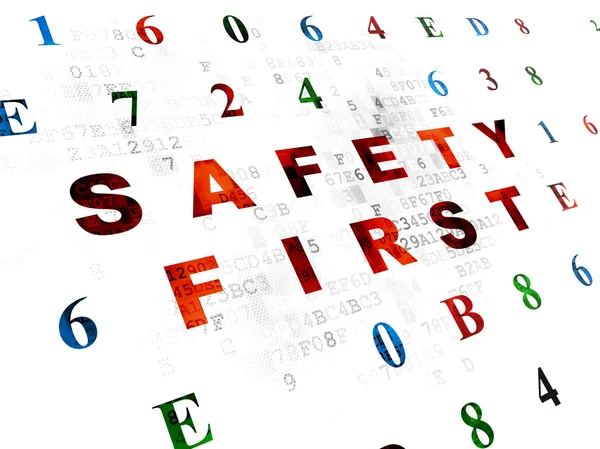 Concept de protection : Safety First sur fond numérique — Photo