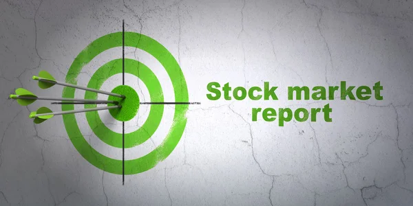 Currency concept: target and Stock Market Report on wall background — Stock Photo, Image