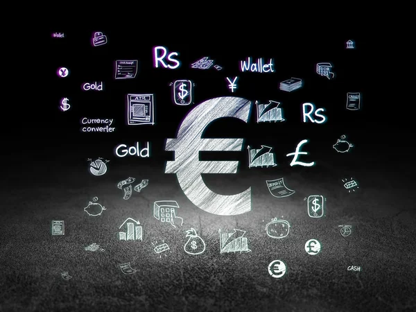 Concepto de dinero: Euro en sala oscura grunge —  Fotos de Stock