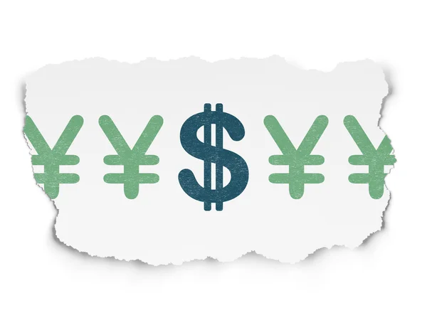Währungskonzept: Dollar-Ikone auf zerrissenem Papier-Hintergrund — Stockfoto