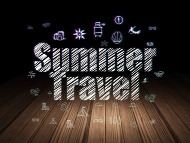 Tourism concept: Summer Travel in grunge dark room
