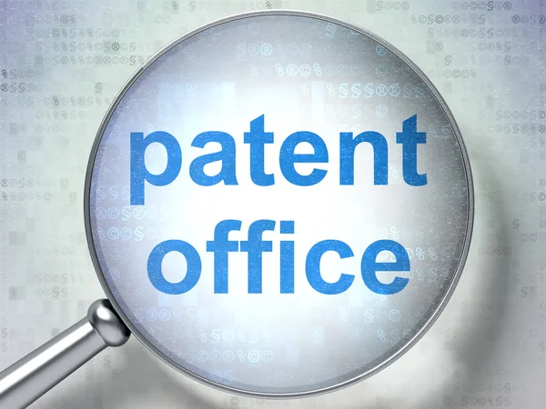 Concepto de ley: Oficina de patentes con vidrio óptico —  Fotos de Stock