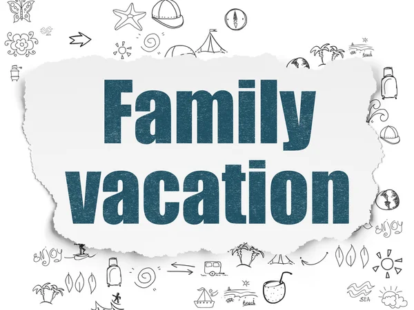 Concepto de vacaciones: Vacaciones familiares en un fondo de papel roto — Foto de Stock