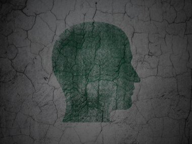 Learning concept: Head on grunge wall background
