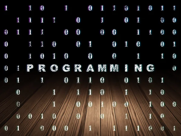 Programming concept: Programming in grunge dark room — ストック写真