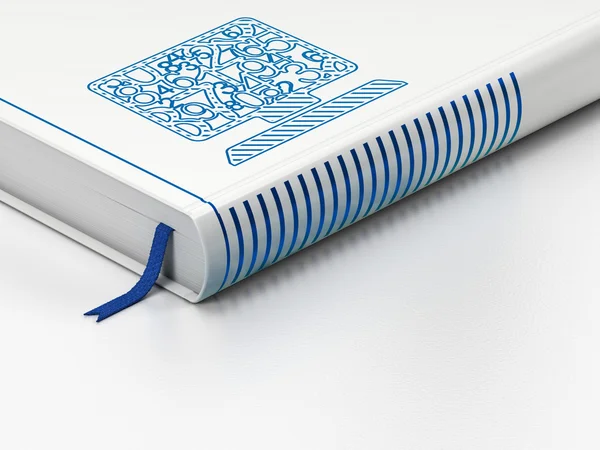 Education concept: closed book, Computer Pc on white background — Stock Photo, Image