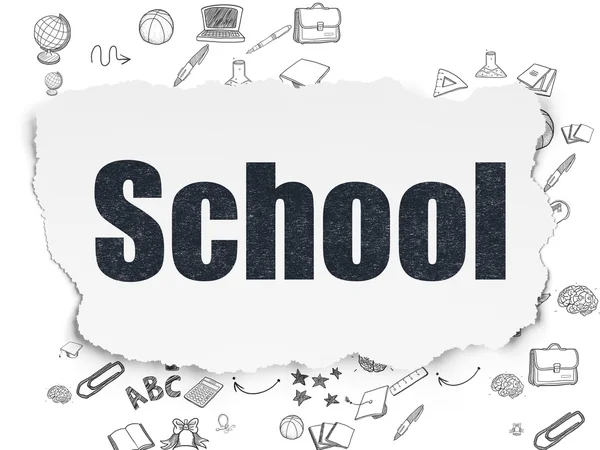 Leren concept: School op achtergrond gescheurd papier — Stockfoto