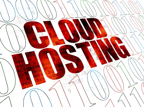 Concetto di cloud networking: Cloud Hosting su sfondo digitale — Foto Stock