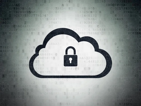 Cloud technology concept: Cloud With Padlock on Digital Paper background — Stockfoto