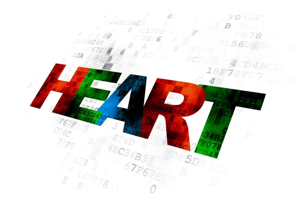 Koncepcja zdrowia: Serce na tle cyfrowym — Zdjęcie stockowe