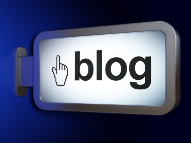 Web tasarım konsepti: Blog ve fare imleç billboard arka plan