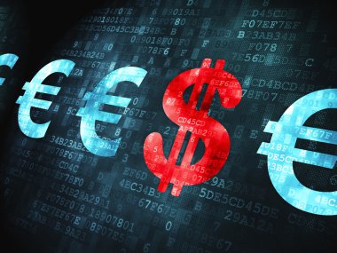 Banking concept: Dollar And Euro on digital background