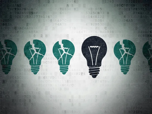Finanzierungskonzept: Glühbirnen-Symbol auf digitalem Papierhintergrund — Stockfoto