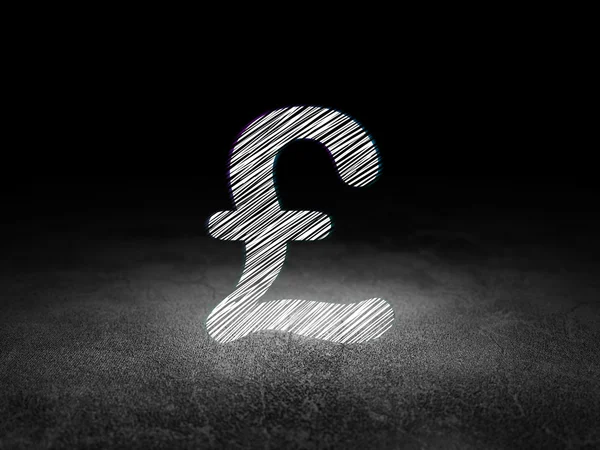 Money concept: Pound in grunge dark room — Stockfoto