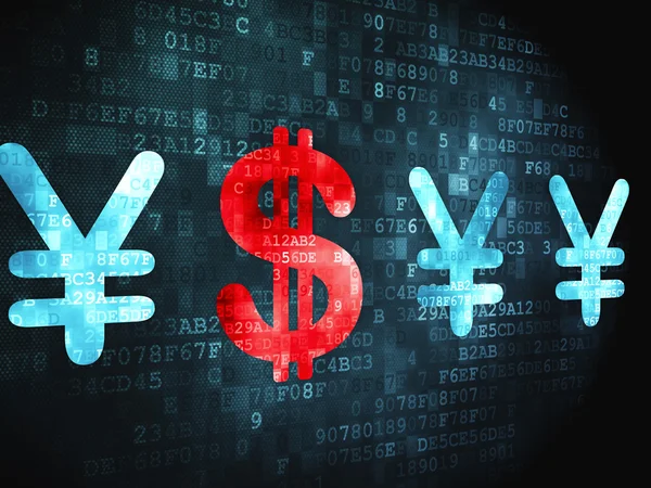 Valuta koncept: dollarn och yenen på digital bakgrund — Stockfoto