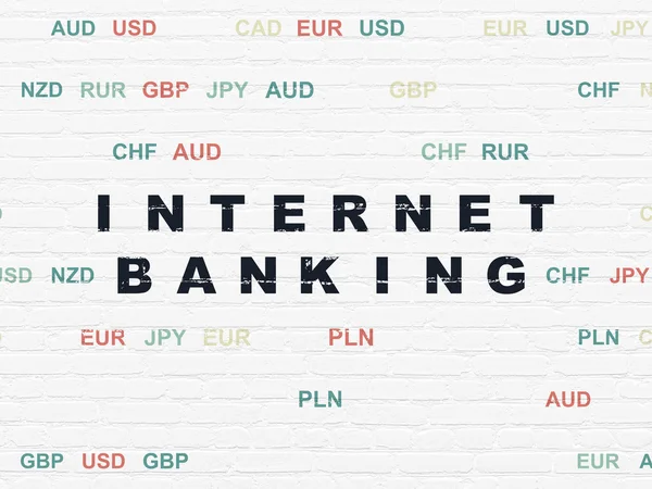 Концепция валюты: Интернет-банкинг на стене — стоковое фото