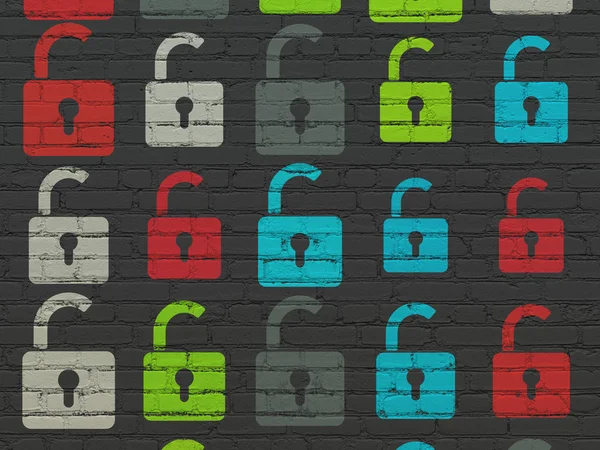 Information concept: Opened Padlock icons on wall background — Stock Photo, Image