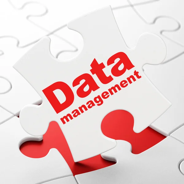 Pojęcie danych: zarządzanie danymi na tło układanki — Zdjęcie stockowe