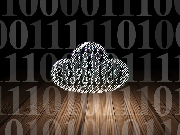 Cloud technology concept: Cloud With Code in grunge dark room — Stock Photo, Image