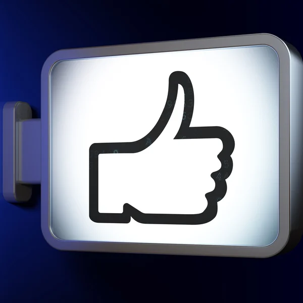 Concept de médias sociaux : Thumb Up sur fond de panneau d'affichage — Photo