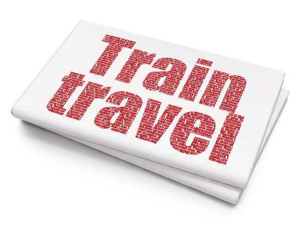 Vacation concept: Pixelated red text Train Travel on Blank Newspaper background