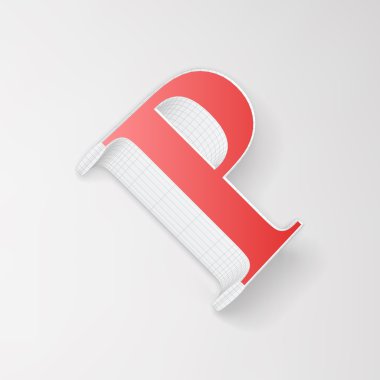 Alfabe koleksiyonu: 3d karakter P, tel kafes vektör