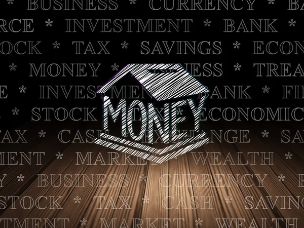 Money concept: Money Box in grunge dark room — Stock Photo, Image