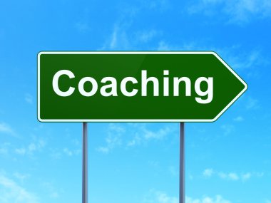 Studying concept: Coaching on road sign background