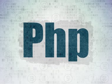 Database concept: Php on Digital Paper background
