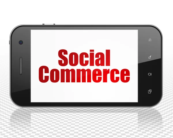 Concept marketing : Smartphone avec commerce social à l'écran — Photo