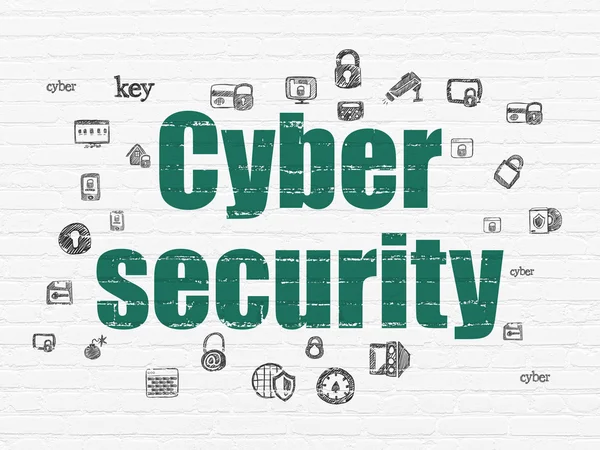 Beskyttelse koncept: Cyber Sikkerhed på væg baggrund - Stock-foto