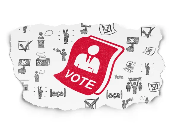 Politiska begrepp: omröstning på sönderrivet papper bakgrund — Stockfoto