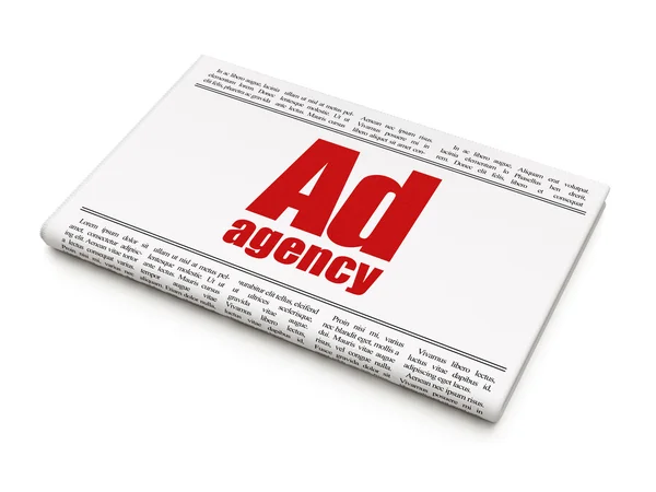 Concepto de marketing: titular del periódico Ad Agency — Foto de Stock