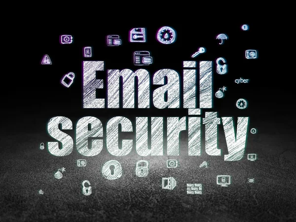 Security concept: Email Security in grunge dark room — Stock Photo, Image