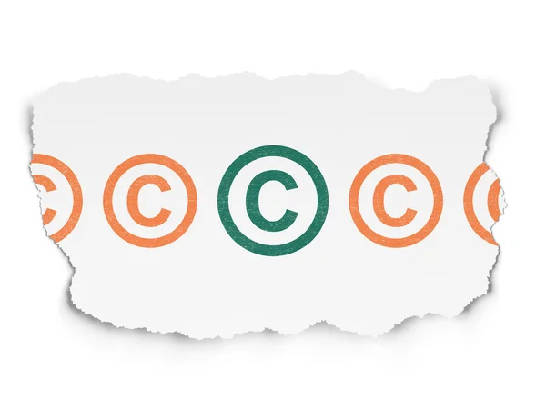 Concetto di legge: icona del copyright su sfondo carta strappata — Foto Stock