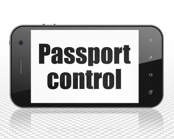 Tourism concept: Smartphone with Passport Control on display — ストック写真