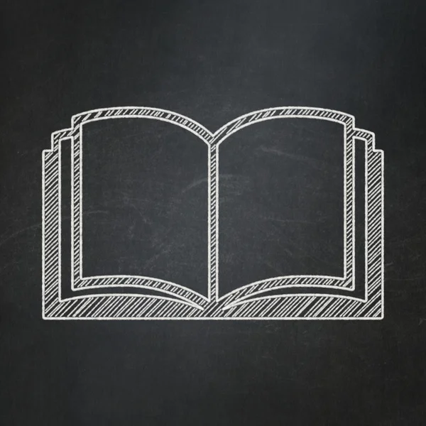 Koncepce vzdělávání: kniha na tabuli pozadí — Stock fotografie