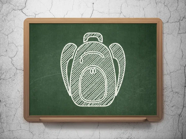 Education concept: Backpack on chalkboard background — Stock Photo, Image