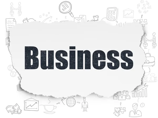 Affärsidé: Business på sönderrivet papper bakgrund — Stockfoto
