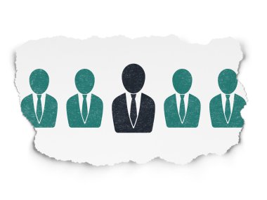 Finance concept: business man icon on Torn Paper background