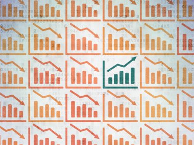 Ekonomi kavramı: dijital kağıt arka plan üzerinde büyüme grafik simgesi