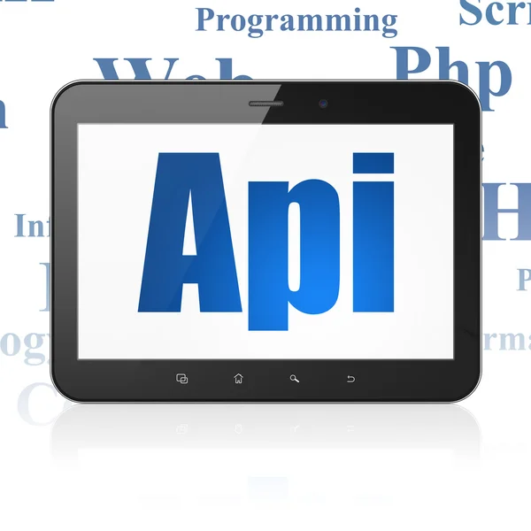 Concepto de programación: Tablet Computer con Api en pantalla — Foto de Stock