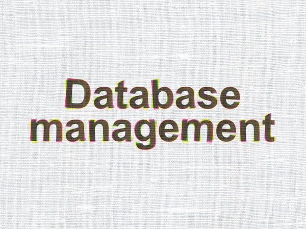 Konsep basis data: Manajemen basis data pada latar belakang tekstur kain — Stok Foto