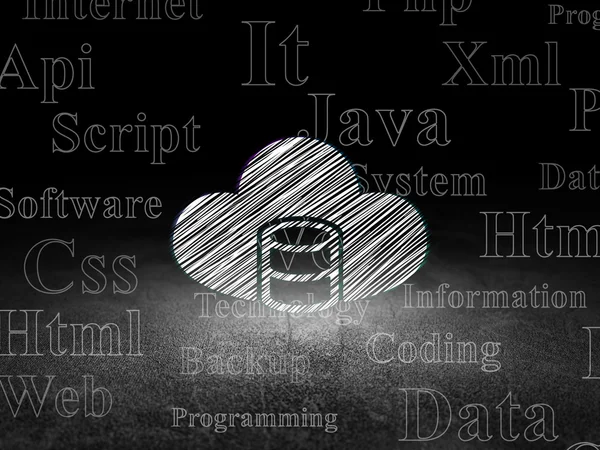 Concepto de programación: Base de datos con nube en sala oscura grunge —  Fotos de Stock