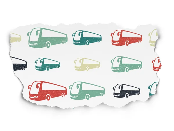 Vacation concept: Bus icons on Torn Paper background — Stock Photo, Image