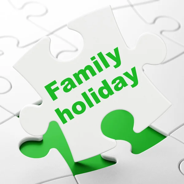Концепция путешествий: Family Holiday on puzzle background — стоковое фото