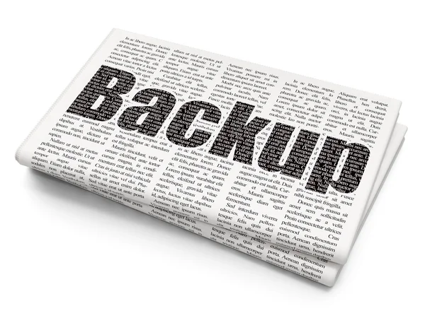 Programming concept: Backup on Newspaper background — 图库照片